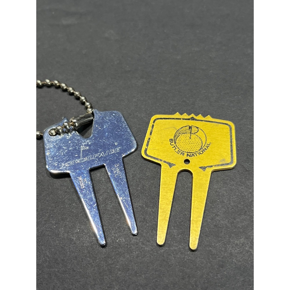 Vintage Golfaide Bassett USA & Butler National Golf Divot Repair Tool Lot of 2